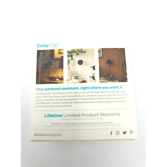 2 EasyClip 360 For Amazon Echo Dot Mounts Set Of 2 Black 2nd Gen 360572 - Picture 4 of 8